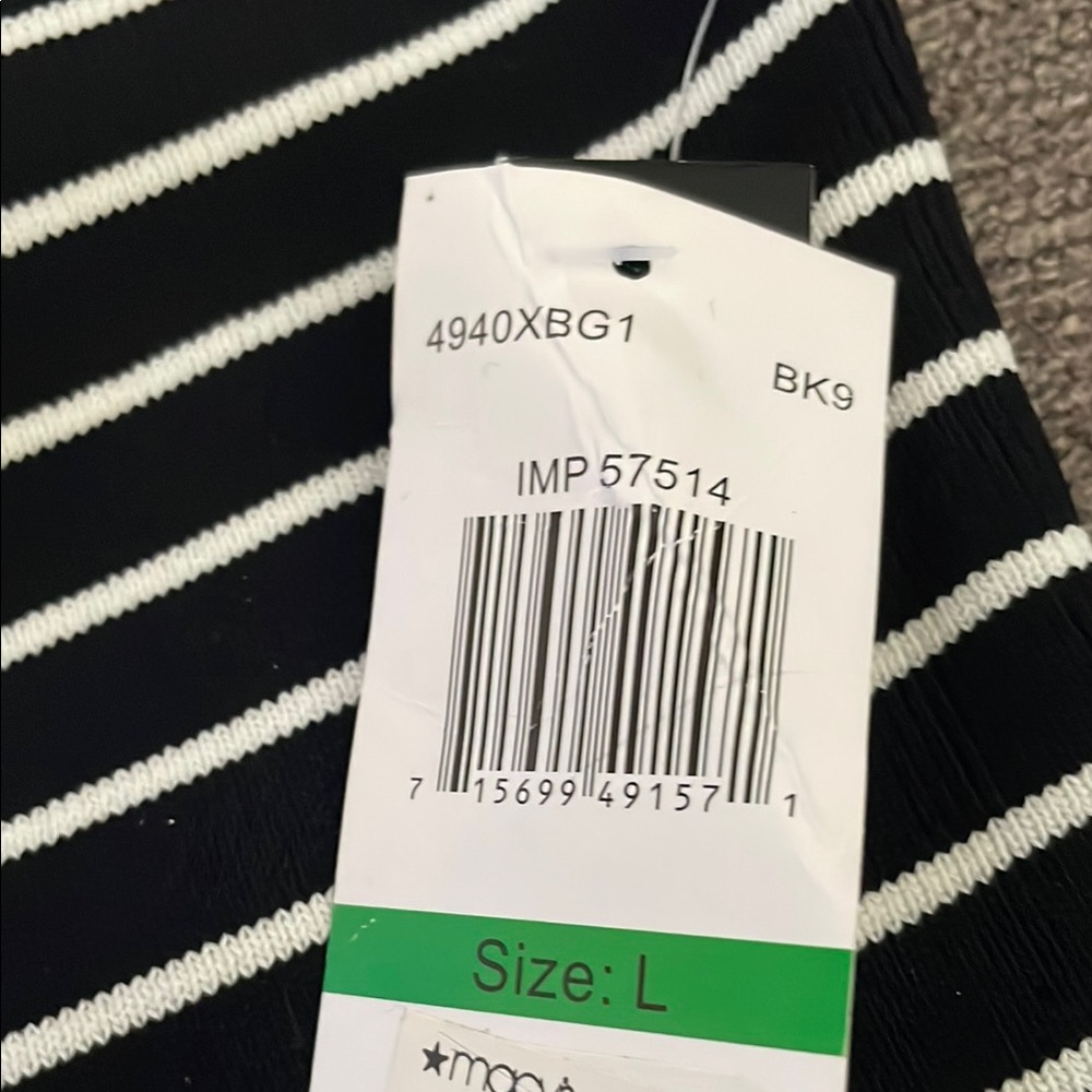 Black and White Striped Top size large